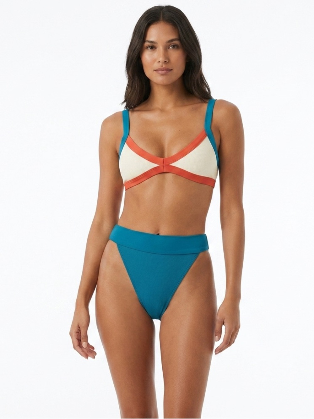 L*Space Bikini Set Taylor Top & Lola Bitsy Bottom Small Colorblock Resortwear